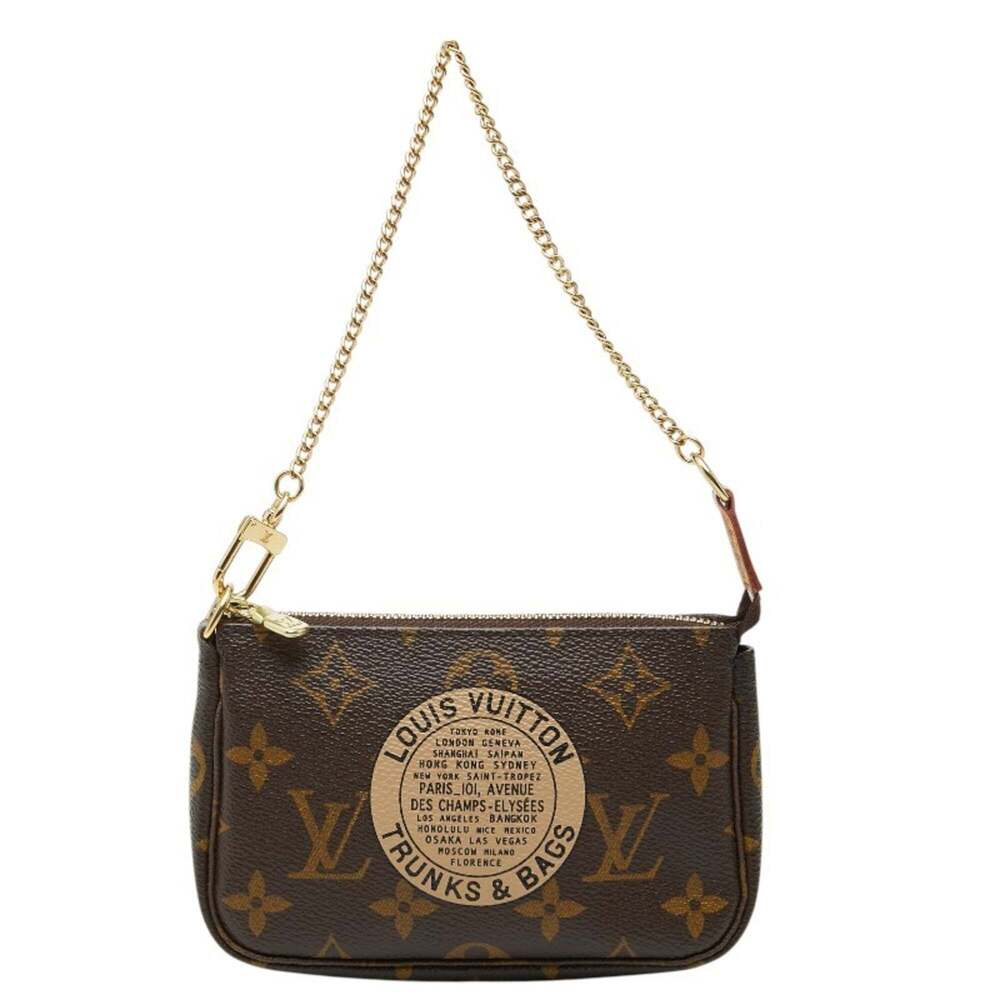 LOUIS VUITTON Authentic Brown Monogram Leather Pochette Pouch - Picture 1 of 8